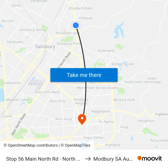 Stop 56 Main North Rd - North East side to Modbury SA Australia map