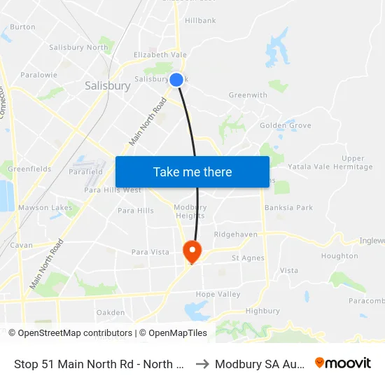 Stop 51 Main North Rd - North West side to Modbury SA Australia map