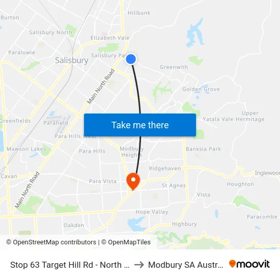Stop 63 Target Hill Rd - North side to Modbury SA Australia map