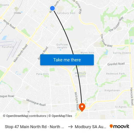 Stop 47 Main North Rd - North West side to Modbury SA Australia map