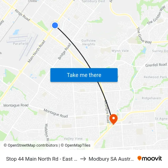 Stop 44 Main North Rd - East side to Modbury SA Australia map