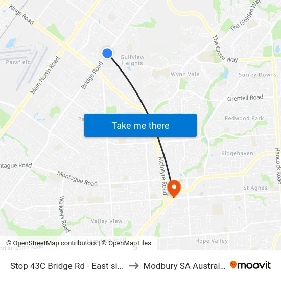 Stop 43C Bridge Rd - East side to Modbury SA Australia map
