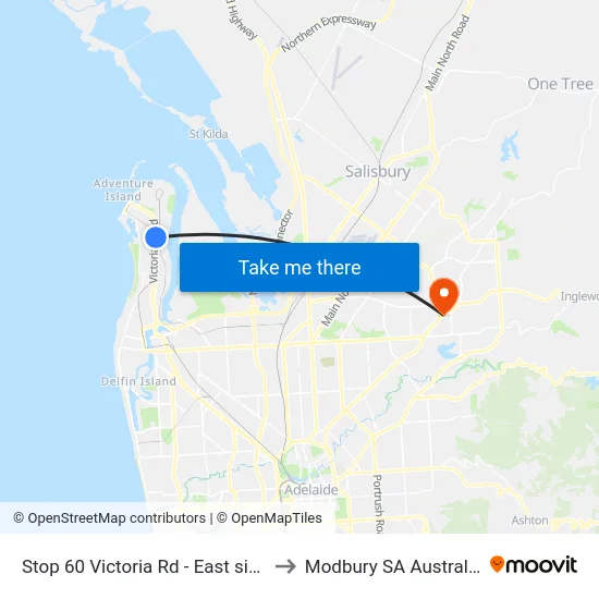 Stop 60 Victoria Rd - East side to Modbury SA Australia map