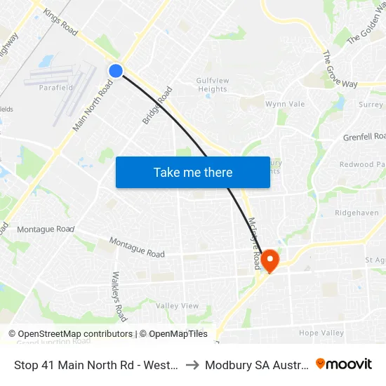 Stop 41 Main North Rd - West side to Modbury SA Australia map