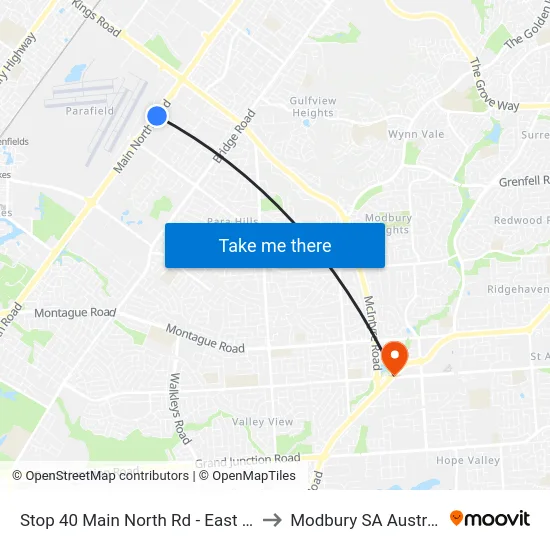 Stop 40 Main North Rd - East side to Modbury SA Australia map