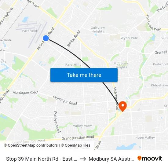 Stop 39 Main North Rd - East side to Modbury SA Australia map