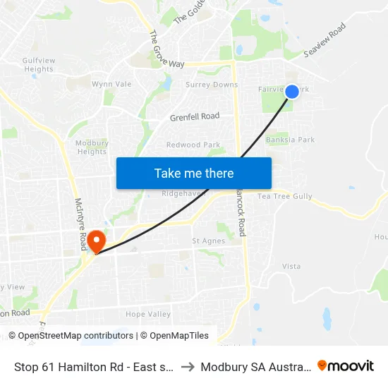Stop 61 Hamilton Rd - East side to Modbury SA Australia map