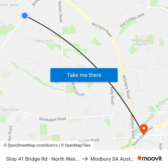 Stop 41 Bridge Rd - North West side to Modbury SA Australia map