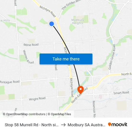Stop 58 Murrell Rd - North side to Modbury SA Australia map