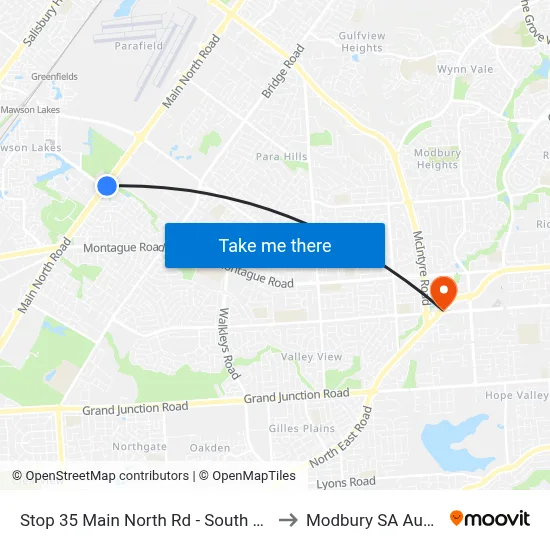 Stop 35 Main North Rd - South East side to Modbury SA Australia map