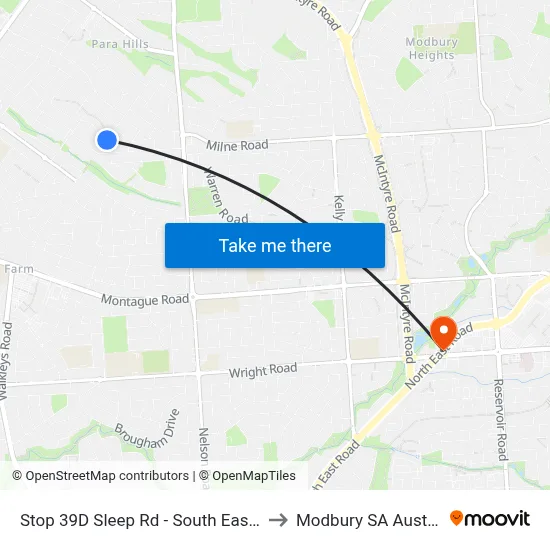 Stop 39D Sleep Rd - South East side to Modbury SA Australia map