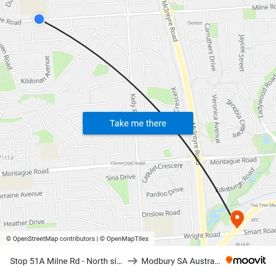 Stop 51A Milne Rd - North side to Modbury SA Australia map