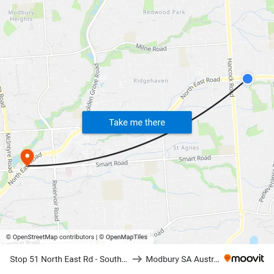 Stop 51 North East Rd - South side to Modbury SA Australia map