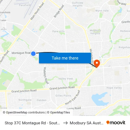 Stop 37C Montague Rd - South side to Modbury SA Australia map