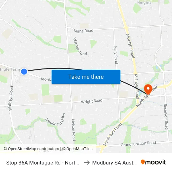 Stop 36A Montague Rd - North side to Modbury SA Australia map