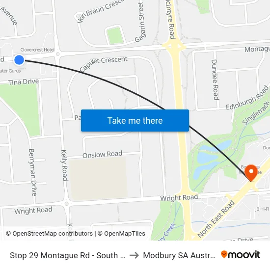 Stop 29 Montague Rd - South side to Modbury SA Australia map