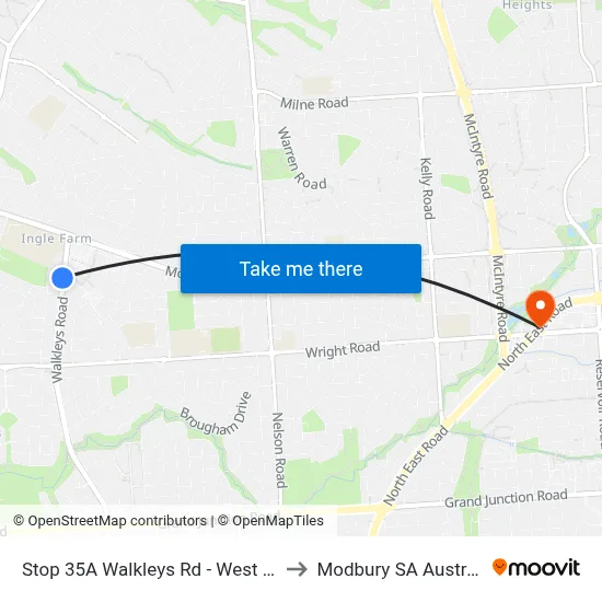 Stop 35A Walkleys Rd - West side to Modbury SA Australia map