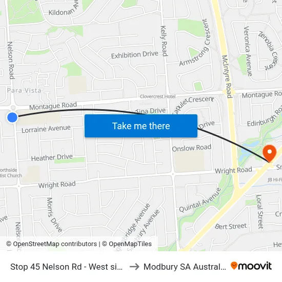 Stop 45 Nelson Rd - West side to Modbury SA Australia map