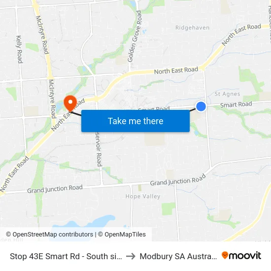 Stop 43E Smart Rd - South side to Modbury SA Australia map
