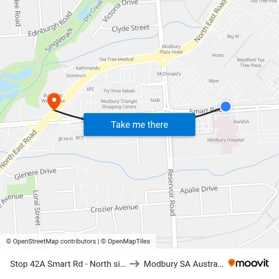 Stop 42A Smart Rd - North side to Modbury SA Australia map