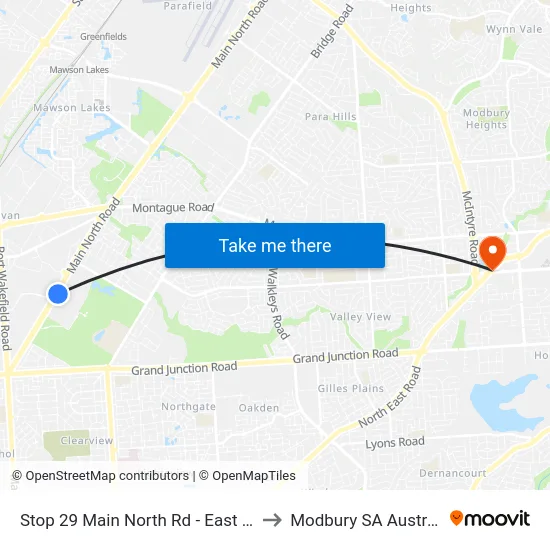 Stop 29 Main North Rd - East side to Modbury SA Australia map