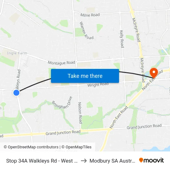 Stop 34A Walkleys Rd - West side to Modbury SA Australia map