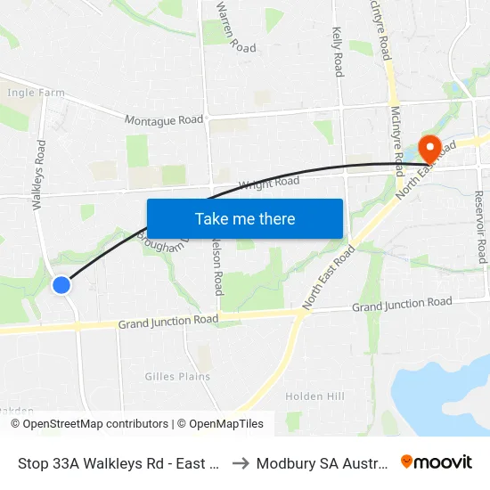 Stop 33A Walkleys Rd - East side to Modbury SA Australia map