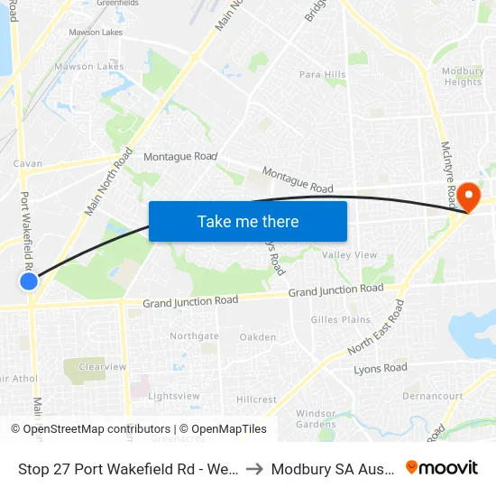 Stop 27 Port Wakefield Rd - West side to Modbury SA Australia map