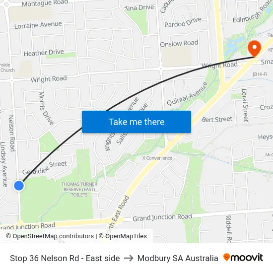 Stop 36 Nelson Rd - East side to Modbury SA Australia map