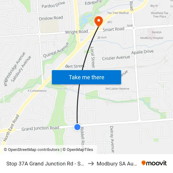 Stop 37A Grand Junction Rd - South side to Modbury SA Australia map