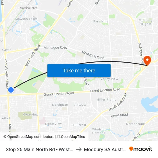 Stop 26 Main North Rd - West side to Modbury SA Australia map