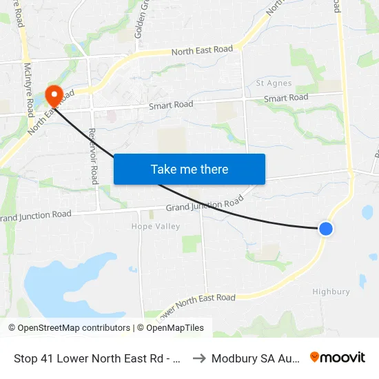 Stop 41 Lower North East Rd - West side to Modbury SA Australia map
