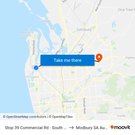 Stop 39 Commercial Rd - South West side to Modbury SA Australia map