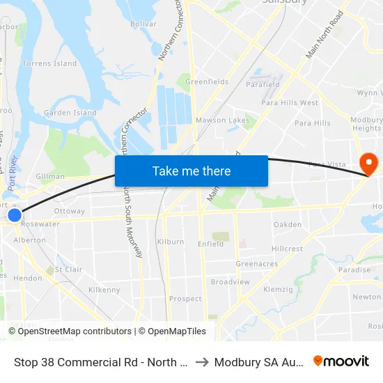 Stop 38 Commercial Rd - North East side to Modbury SA Australia map