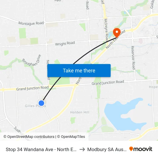 Stop 34 Wandana Ave - North East side to Modbury SA Australia map