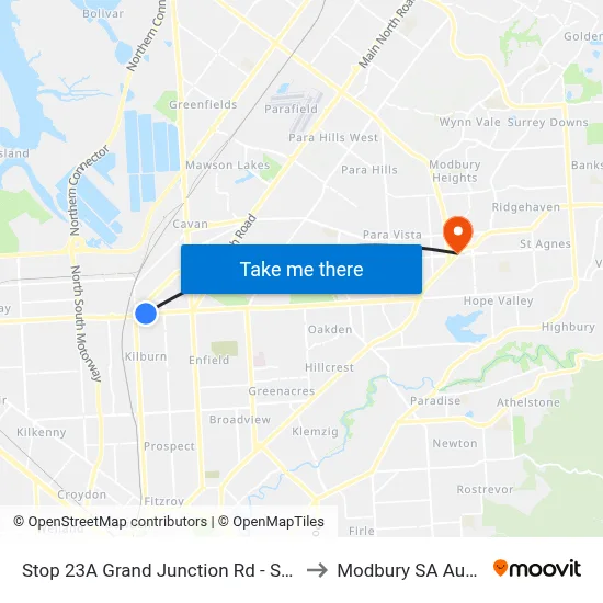 Stop 23A Grand Junction Rd - South side to Modbury SA Australia map