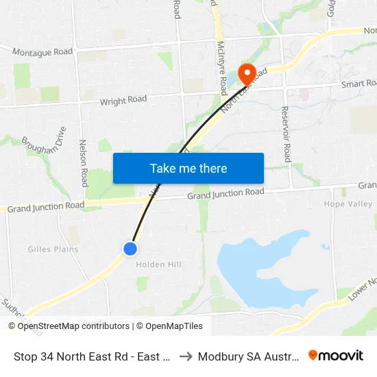 Stop 34 North East Rd - East side to Modbury SA Australia map