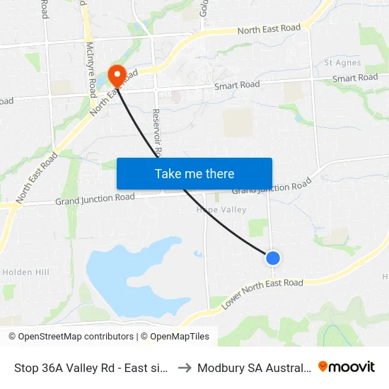 Stop 36A Valley Rd - East side to Modbury SA Australia map