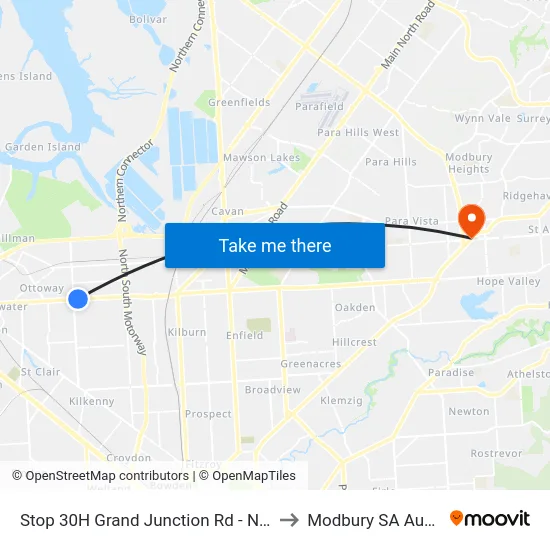 Stop 30H Grand Junction Rd - North side to Modbury SA Australia map