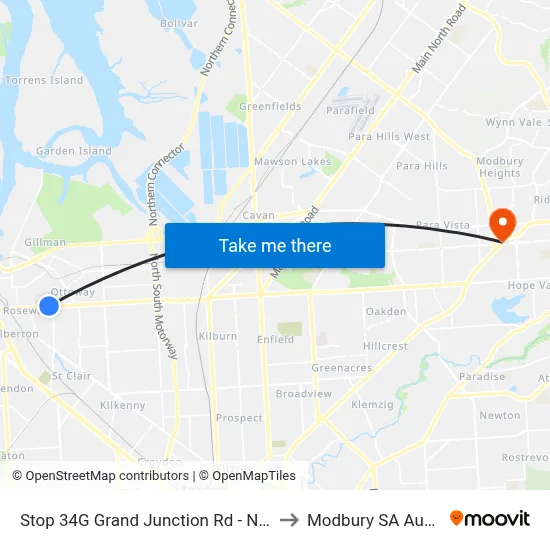 Stop 34G Grand Junction Rd - North side to Modbury SA Australia map