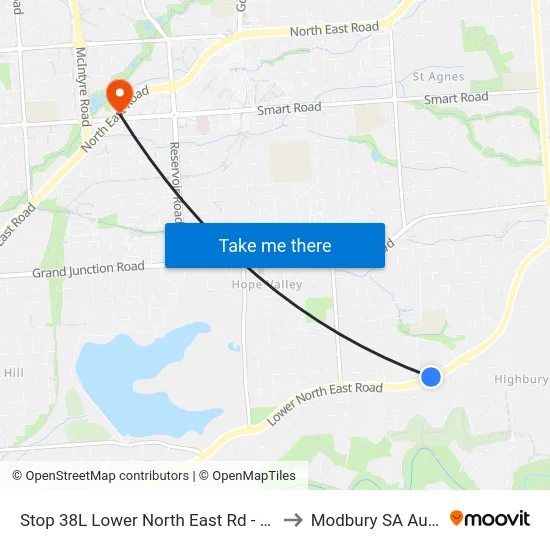 Stop 38L Lower North East Rd - North side to Modbury SA Australia map