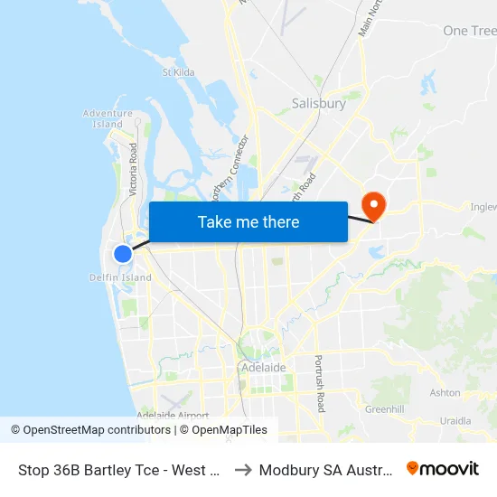 Stop 36B Bartley Tce - West side to Modbury SA Australia map