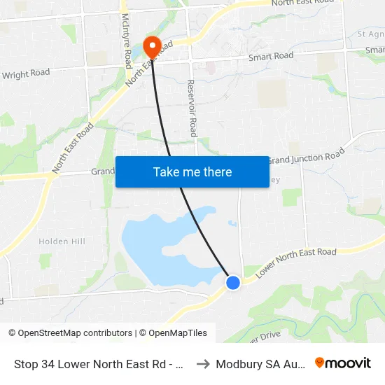 Stop 34 Lower North East Rd - North side to Modbury SA Australia map