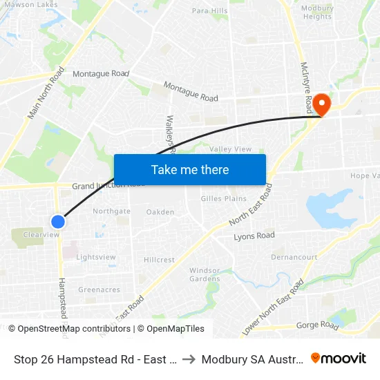 Stop 26 Hampstead Rd - East side to Modbury SA Australia map