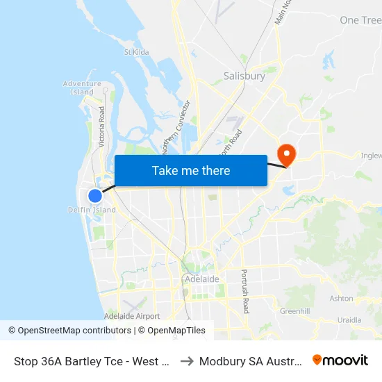 Stop 36A Bartley Tce - West side to Modbury SA Australia map
