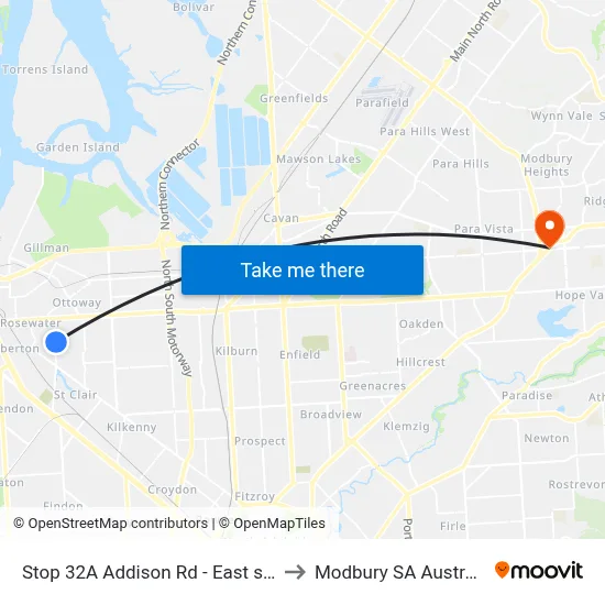 Stop 32A Addison Rd - East side to Modbury SA Australia map