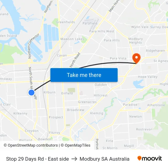Stop 29 Days Rd - East side to Modbury SA Australia map