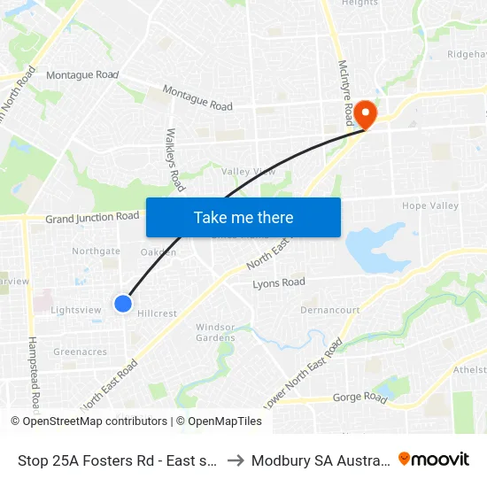 Stop 25A Fosters Rd - East side to Modbury SA Australia map