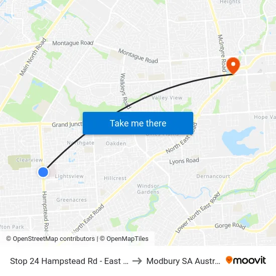 Stop 24 Hampstead Rd - East side to Modbury SA Australia map