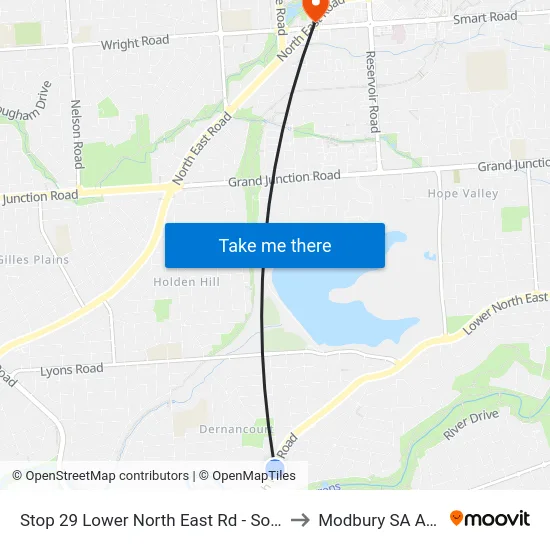 Stop 29 Lower North East Rd - South East side to Modbury SA Australia map